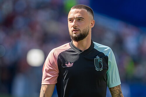 Zeno Debast during Belgium v United States at the 2026 FIFA World Cup