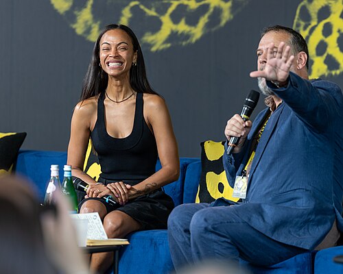 Zoe Saldaña gives a talk at the 2026 Locarno Film Festival